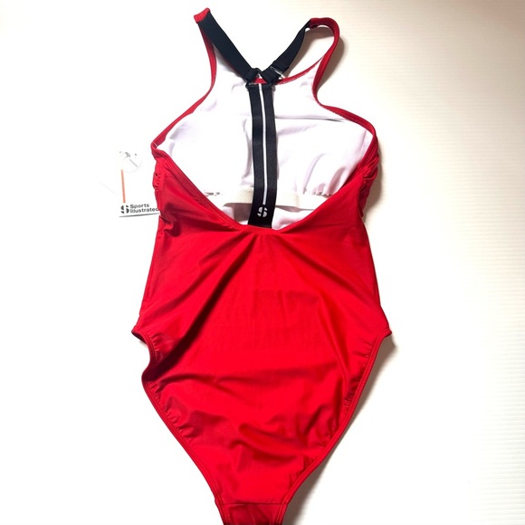 Sports Illustrated Red High Neck One Piece Swimsuit T Back Size S - Picture 3 of 6
